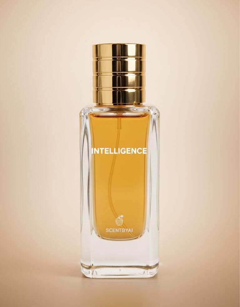 The Battle of Scent AI perfume bottle named INTELLIGENCE from SCENTBYAI, showcasing innovative fragrance technology.